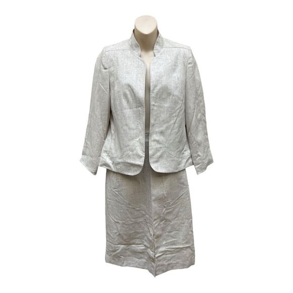 three flaggs Jackets & Blazers - Vintage Three Flaggs California Skirt Suit Womens 8 Cream White Blend USA Made